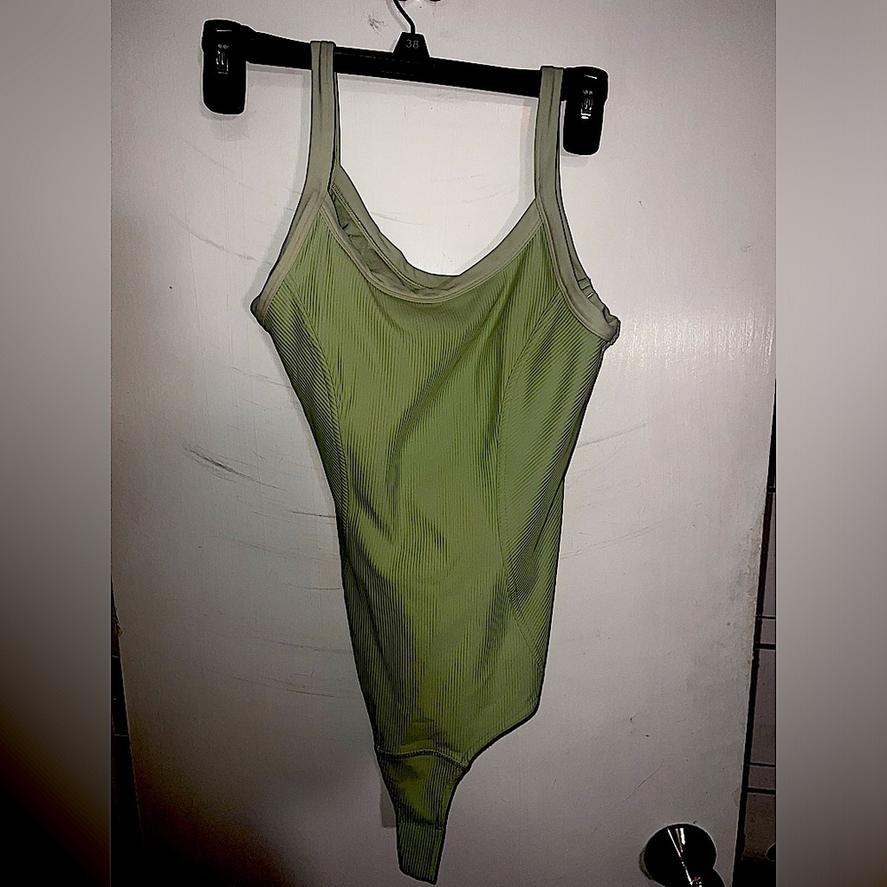 Lululemon Ribbed Yoga Bodysuit, Green, size 6 and lightly worn creamy mint